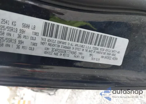 2019 Dodge Journey Crossroad Awd из США, поврежденный, VIN 3C4PDDGG9KT774945